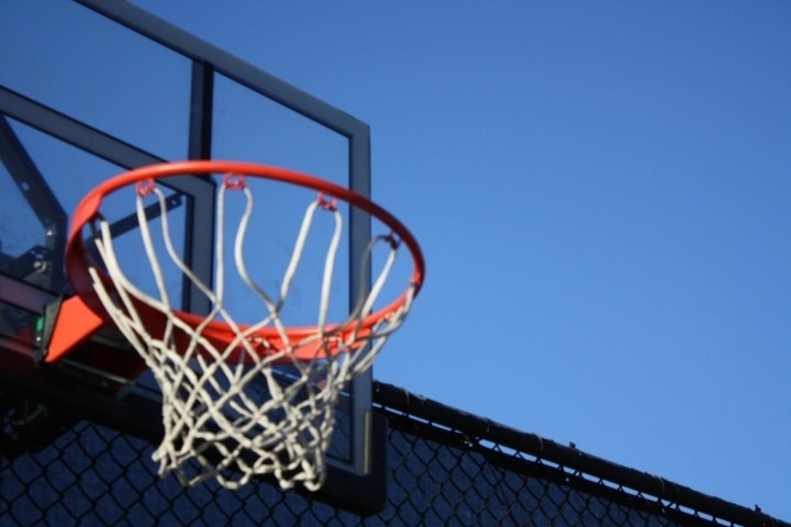 gray metal frame basketball hoop