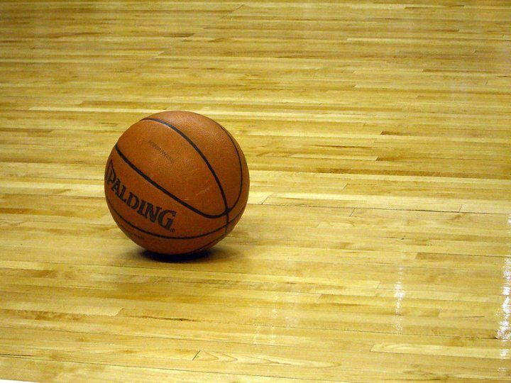 spalding basketball on the floor