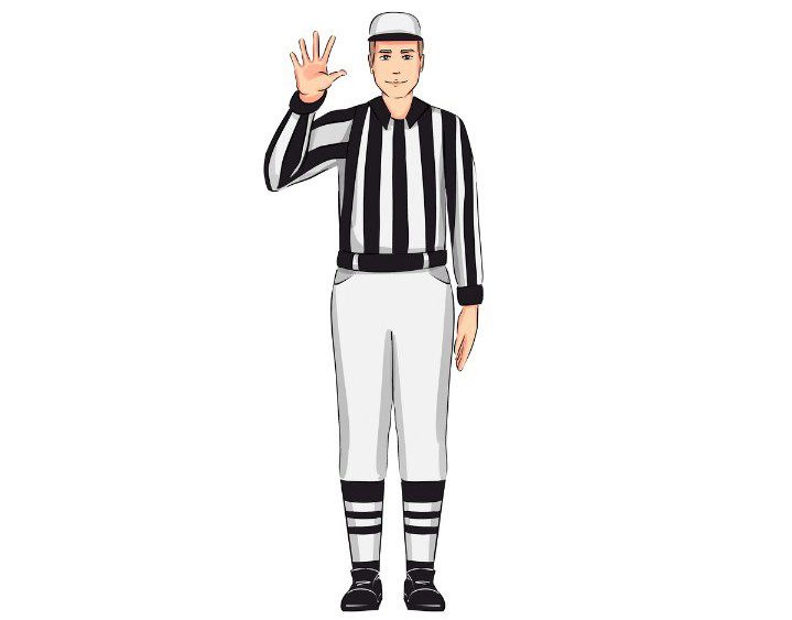 Basketball Referee Signals Five Seconds