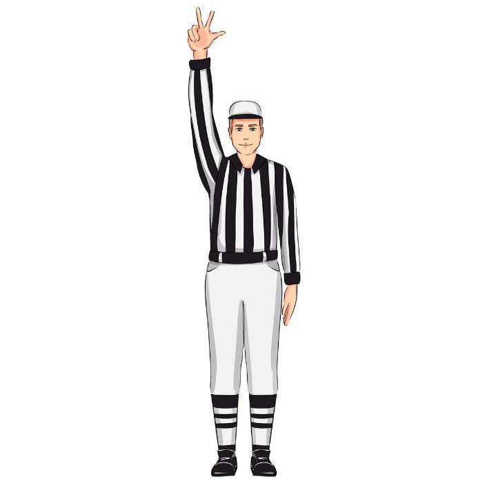 Basketball Referee Signals Three Points Attempt